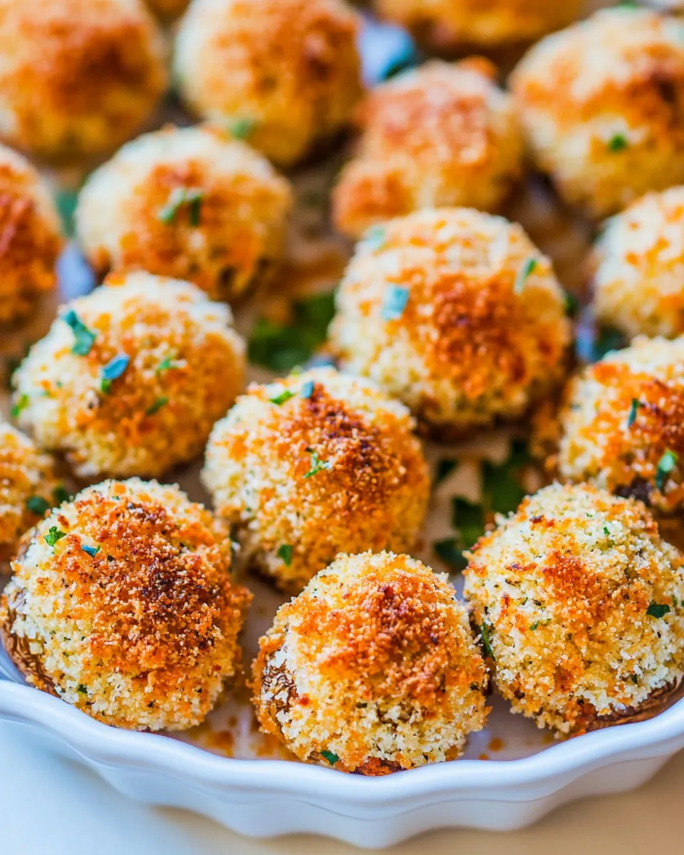 Tasty Crispy Baked Parmesan Garlic Breaded Mushrooms dish photo