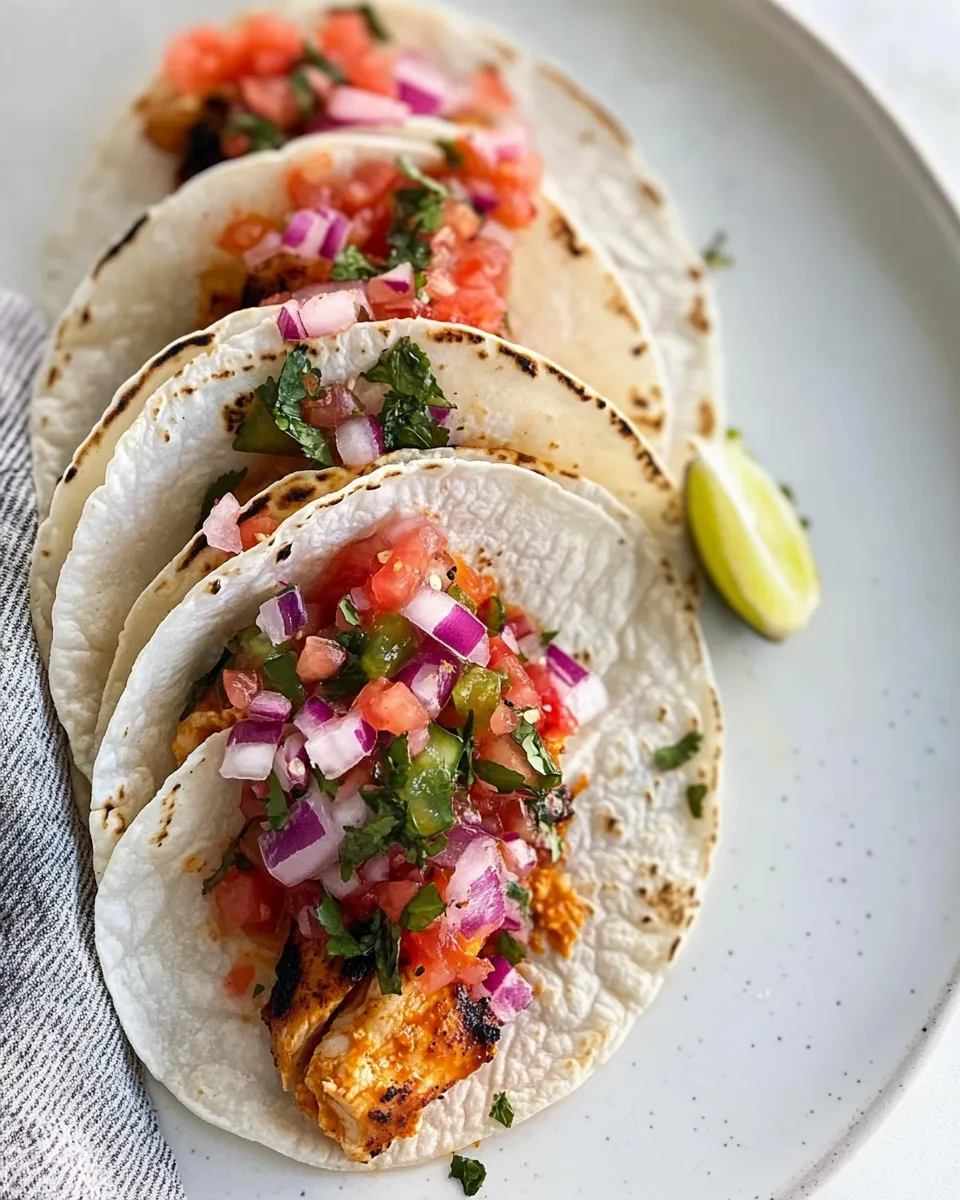 Sweet Crispy Baked Salsa Chicken Tacos. food shot