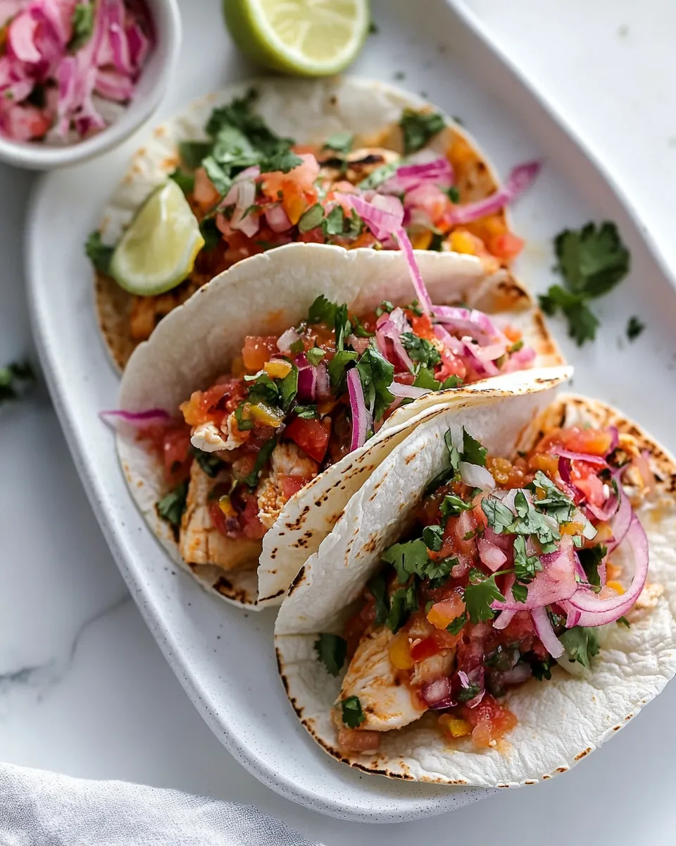 Healthy Crispy Baked Salsa Chicken Tacos. image