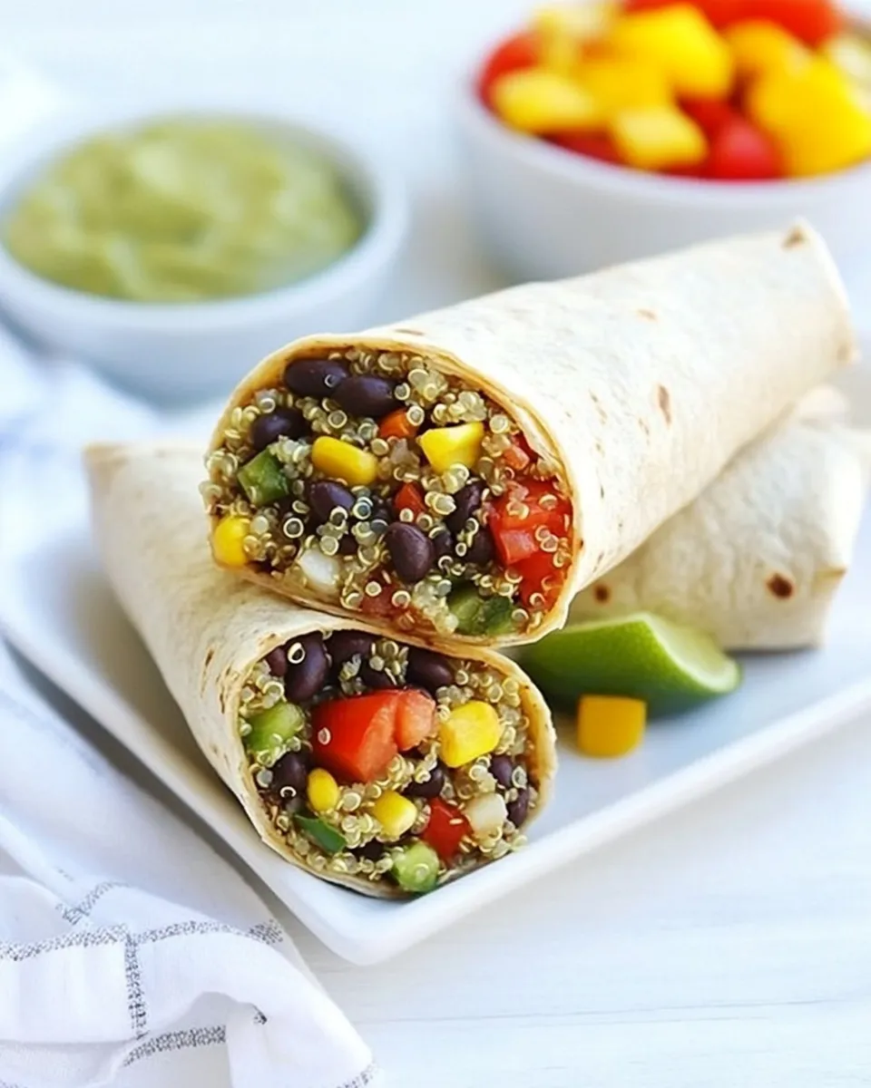 Savory Crispy Black Bean Quinoa Burritos shot