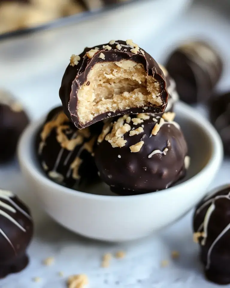 Homemade Crispy Chocolate Peanut Butter Cookie Dough Truffles. shot