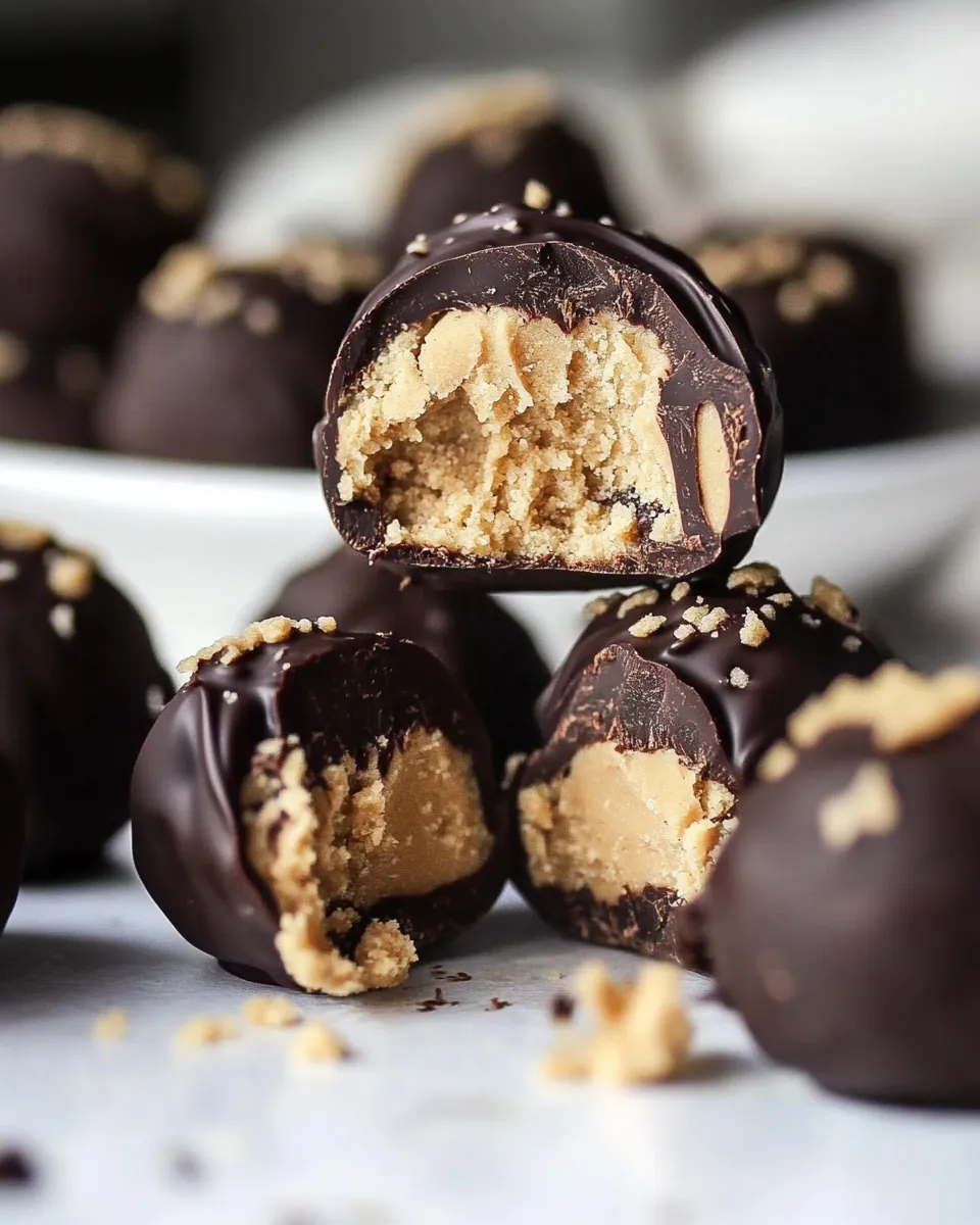 Healthy Crispy Chocolate Peanut Butter Cookie Dough Truffles. image