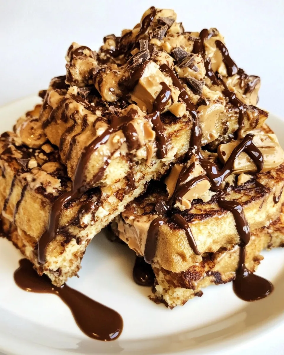 Fresh Crispy Chocolate Peanut Butter French Toast. photo