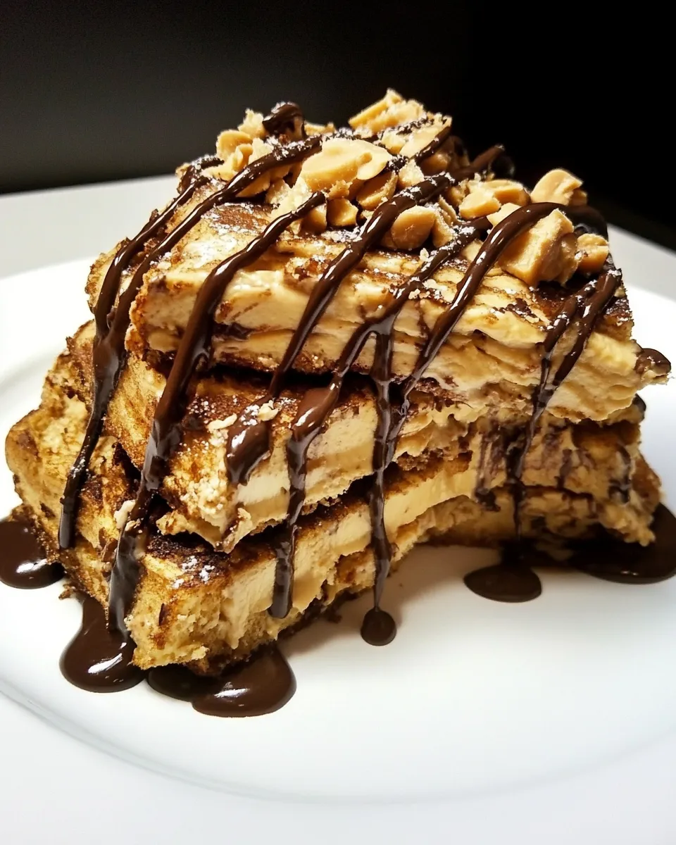 Savory Crispy Chocolate Peanut Butter French Toast. photo