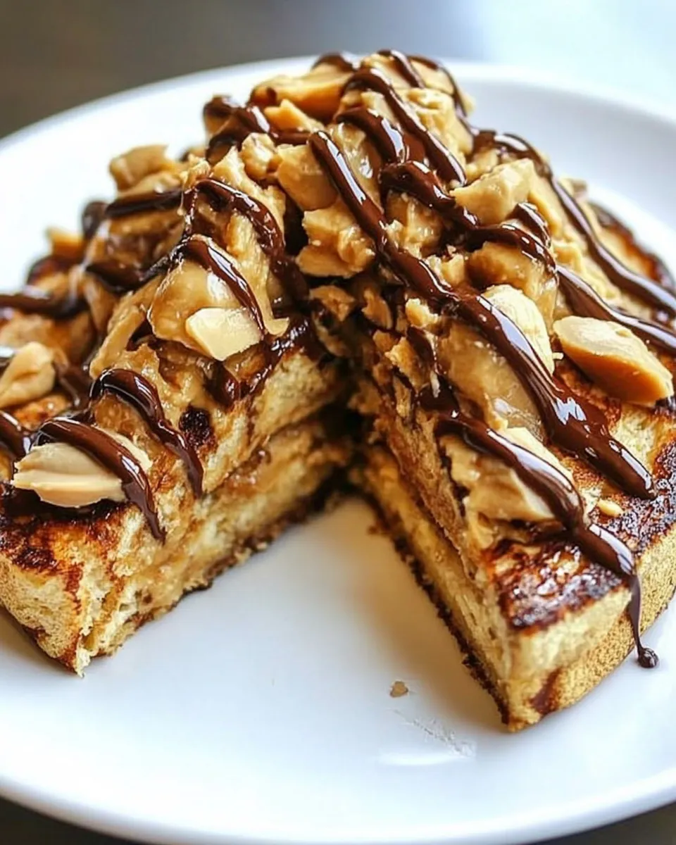 Perfect Crispy Chocolate Peanut Butter French Toast. shot