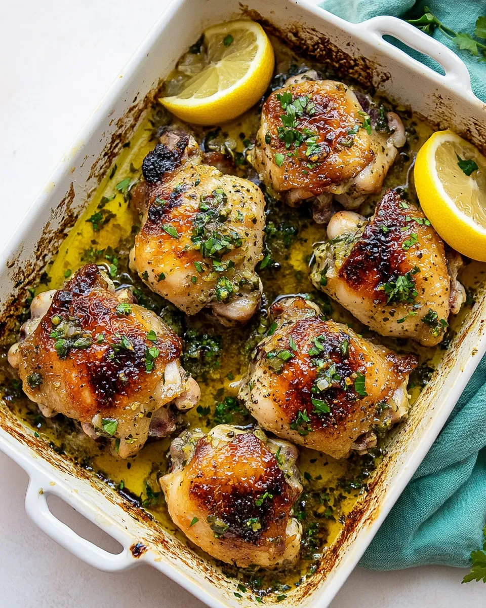Easy Crispy Garlic Butter Baked Chicken Thighs recipe photo
