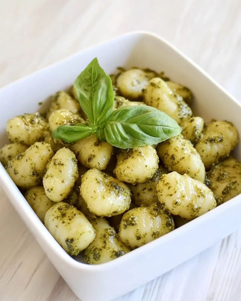 Tasty Crispy Gnocchi with Basil Pesto shot