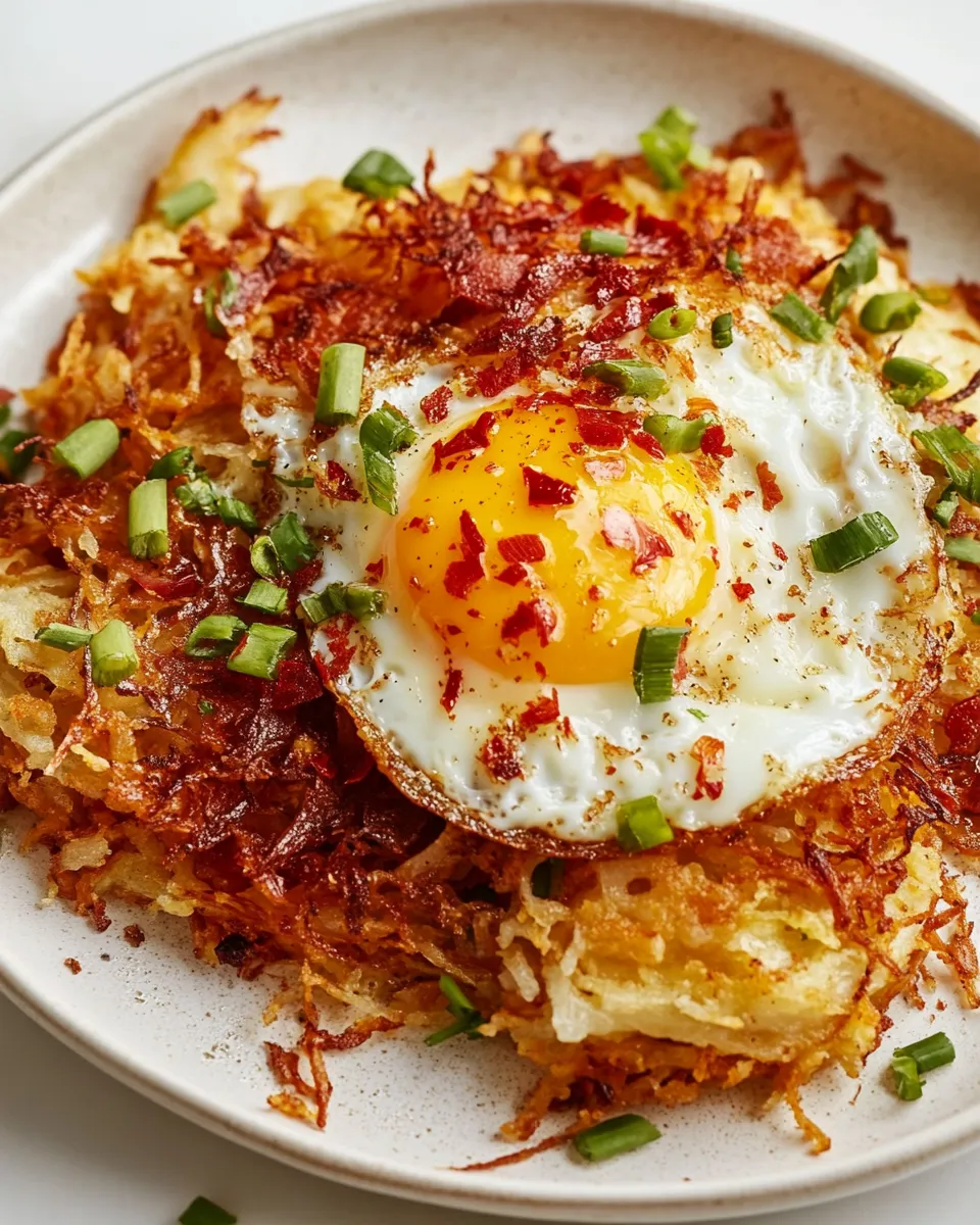 Delicious Crispy Hash Browns with Chile-Fried Egg image