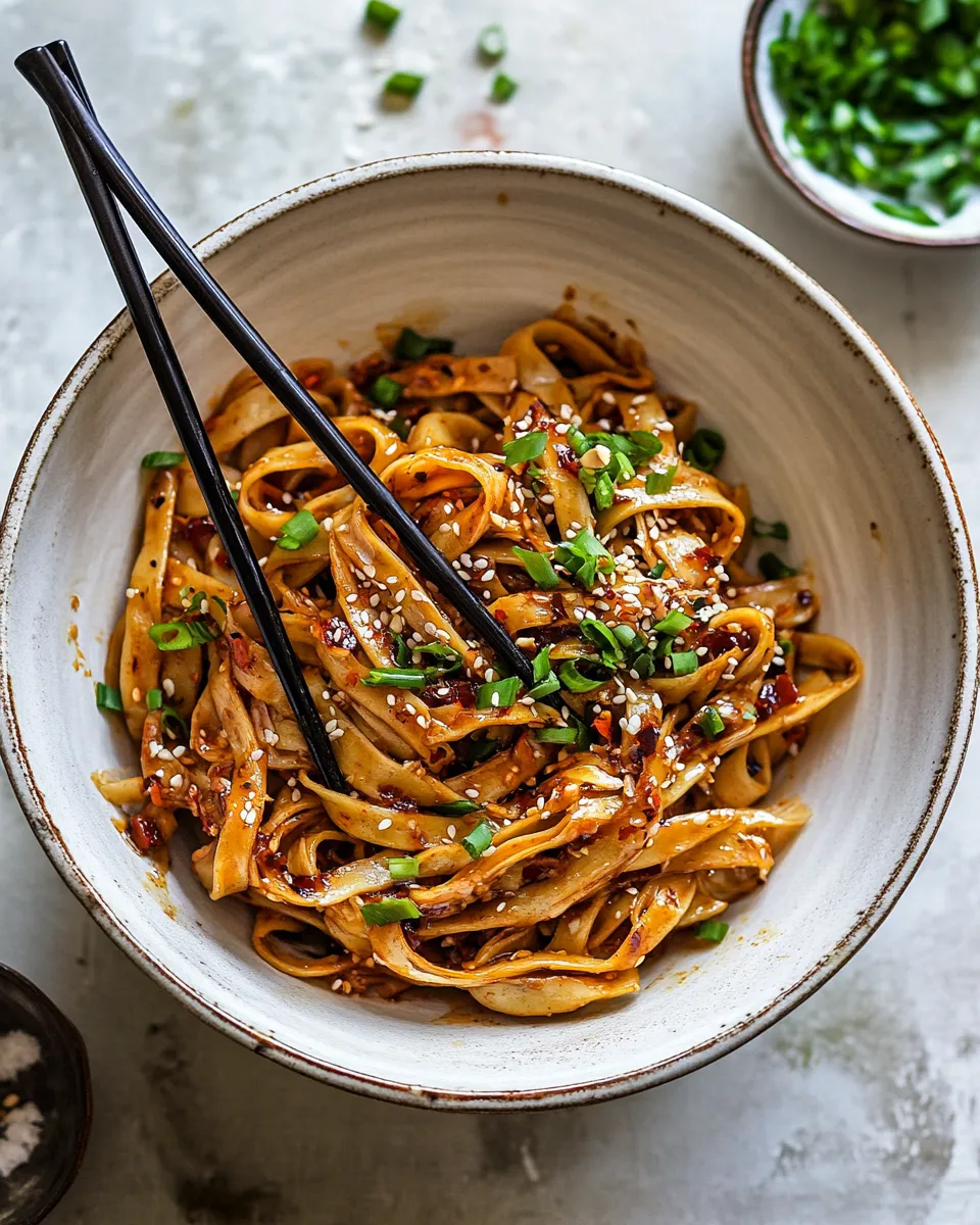 Classic Crispy Sesame Garlic Chili Oil Noodles. image
