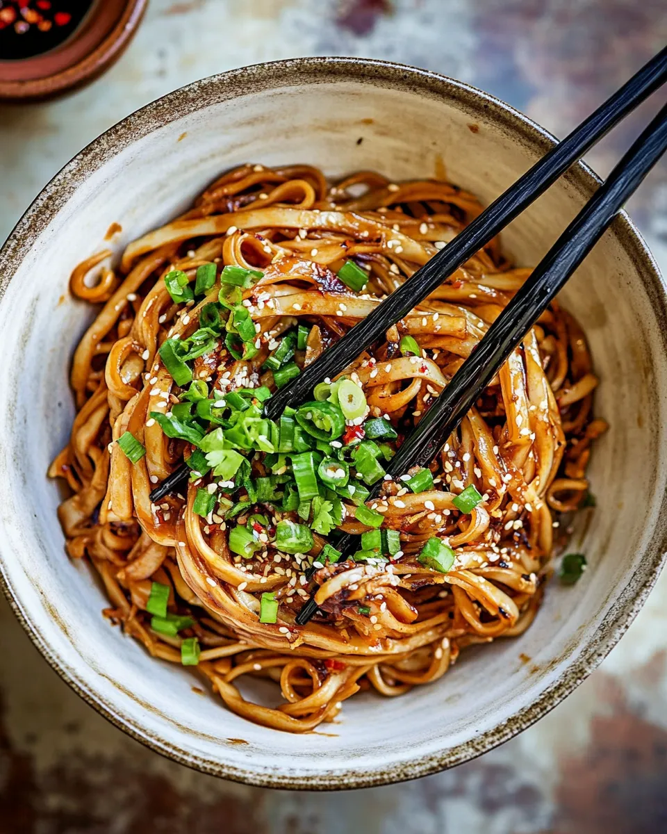 Easy Crispy Sesame Garlic Chili Oil Noodles. recipe photo
