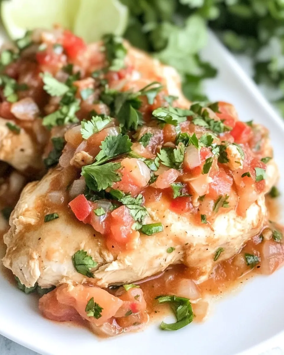 Savory Crockpot Salsa Chicken dish photo