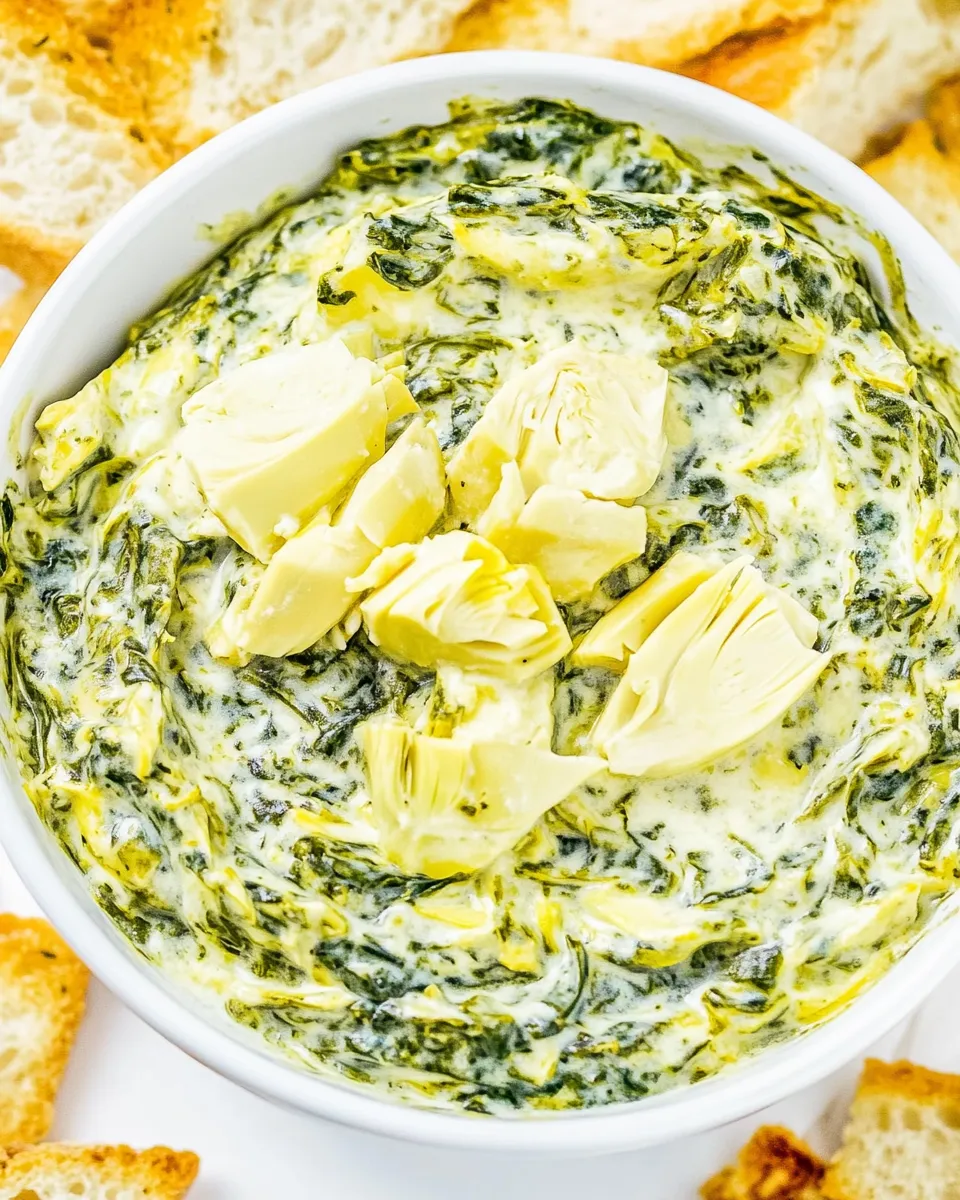 Delicious Crockpot Spinach Artichoke Dip shot