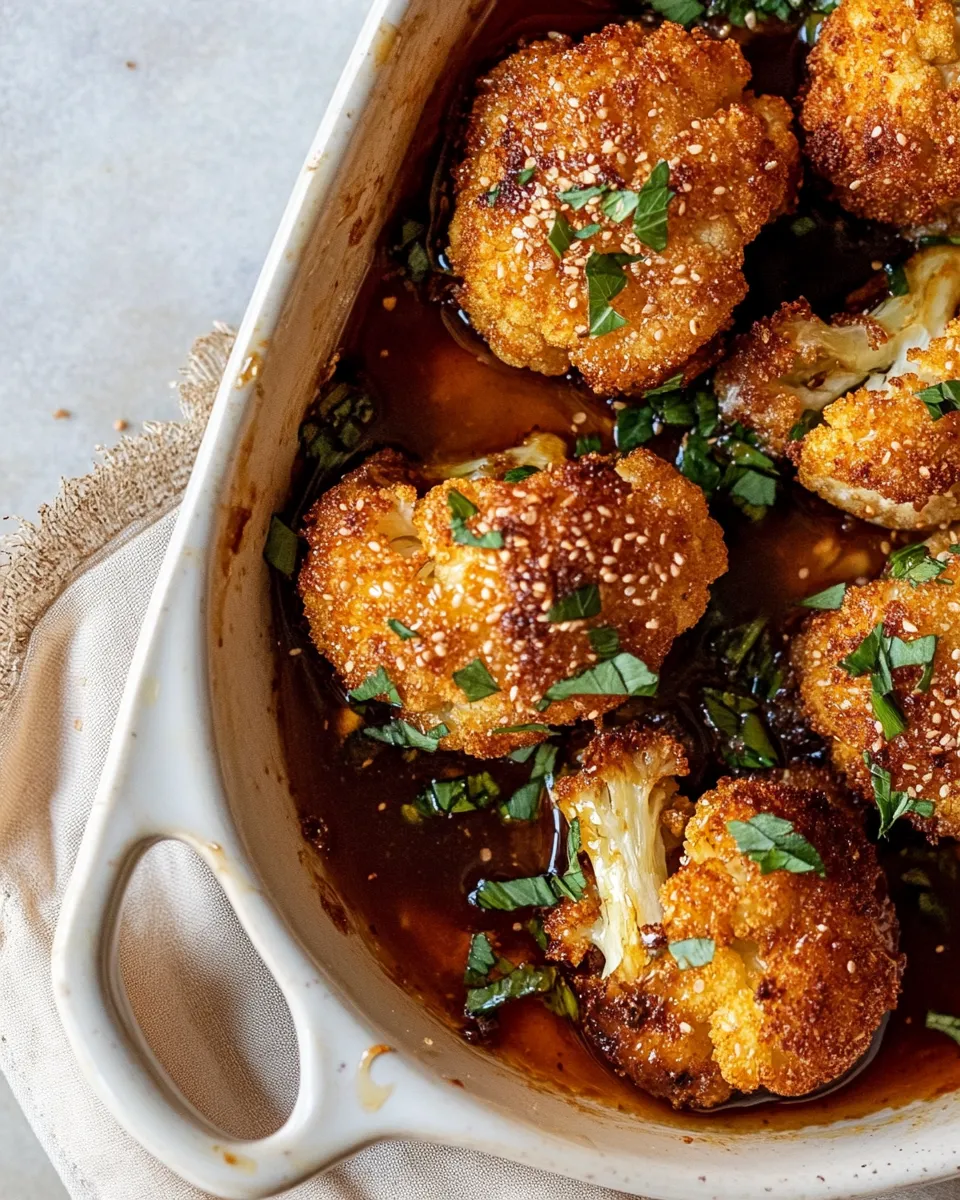 Classic Crunchy Baked Hot Honey Cauliflower. food shot