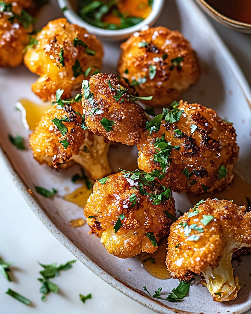 Fresh Crunchy Baked Hot Honey Cauliflower. dish image