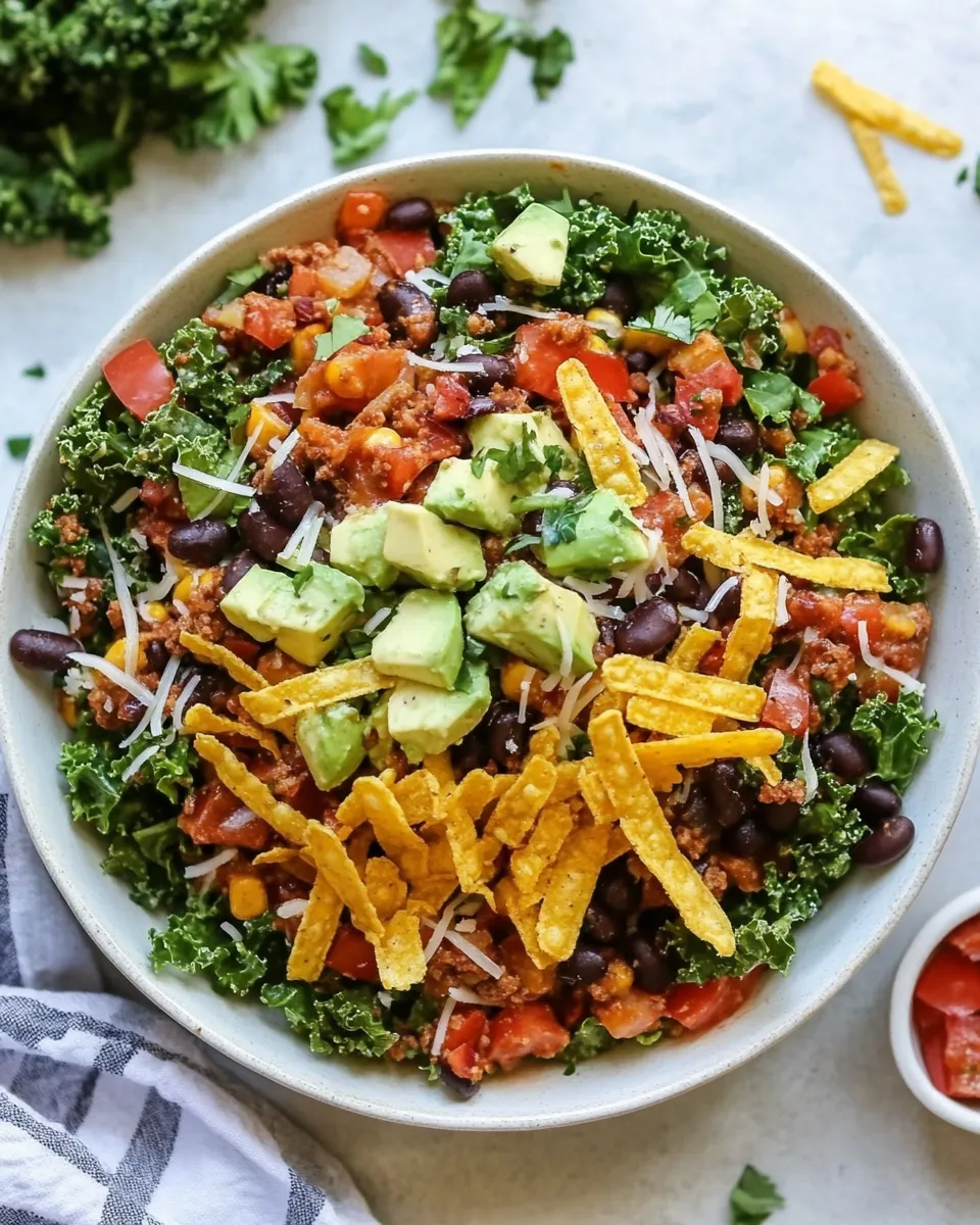 Simple Crunchy Taco Kale Salad. recipe image
