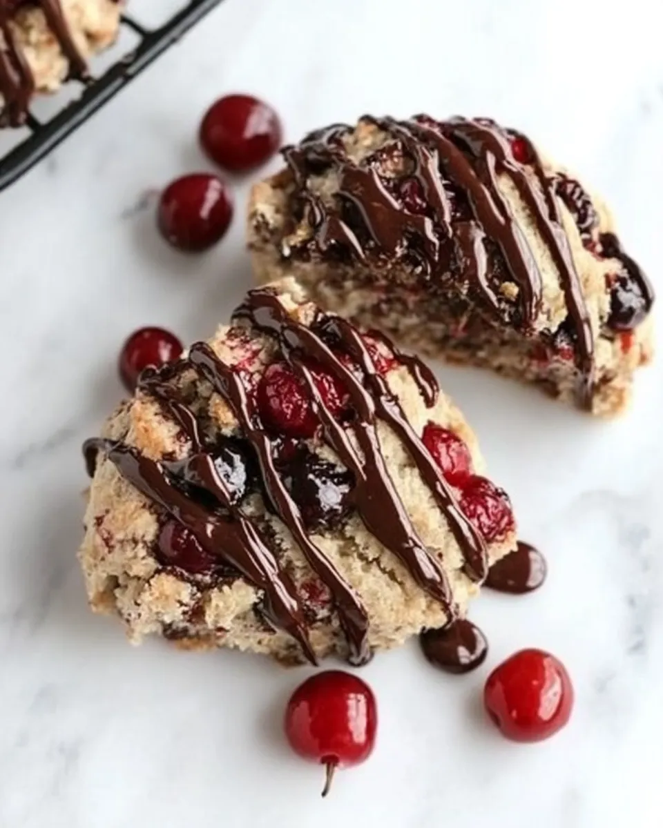 Delicious Dark Cherry Scones with Chocolate-Chili Glaze image