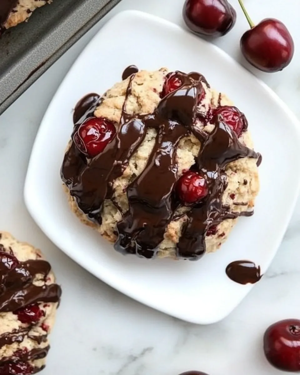 Easy Dark Cherry Scones with Chocolate-Chili Glaze recipe photo