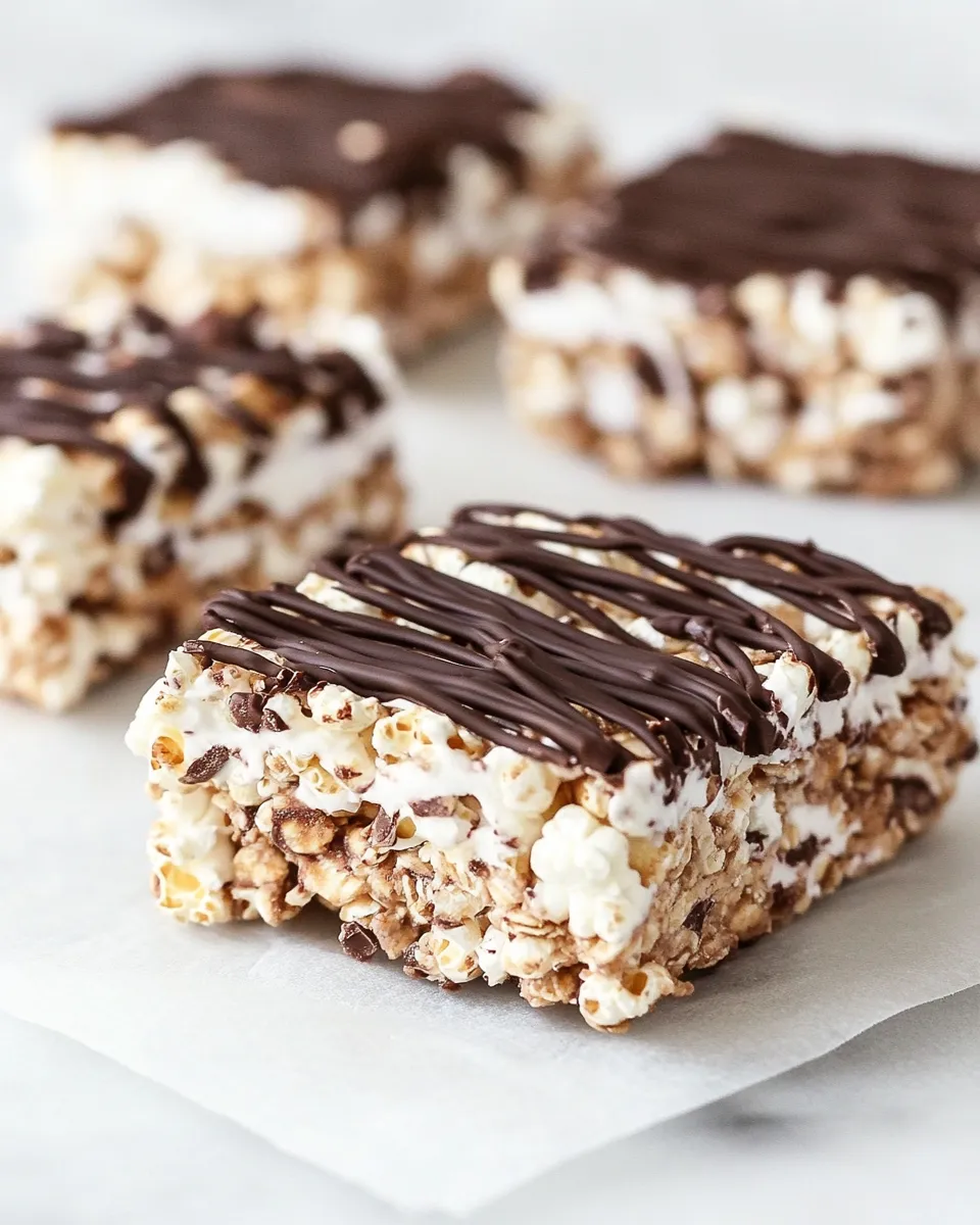 Homemade Dark Chocolate Cappuccino Popcorn Granola Bars recipe photo