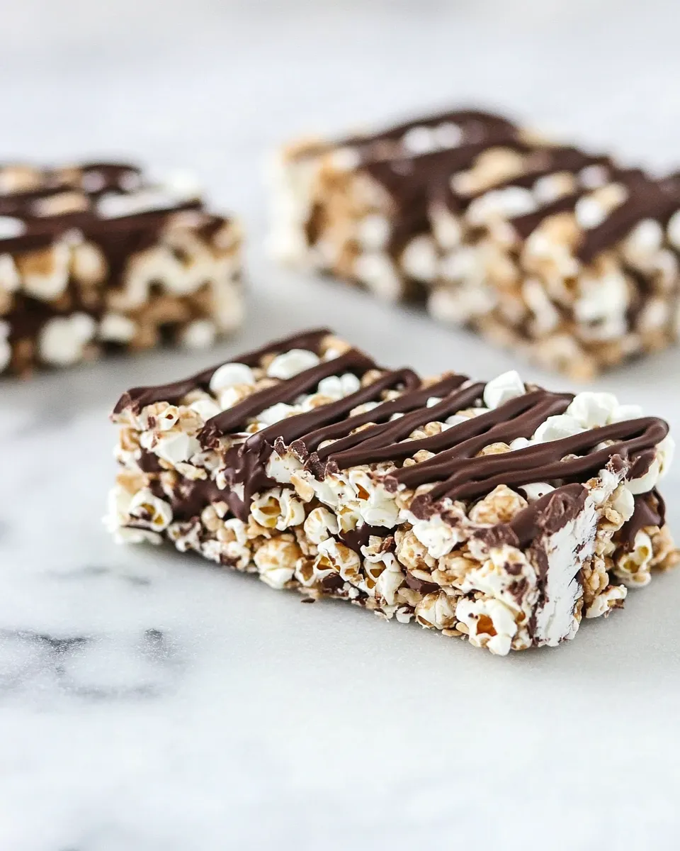Easy Dark Chocolate Cappuccino Popcorn Granola Bars food shot