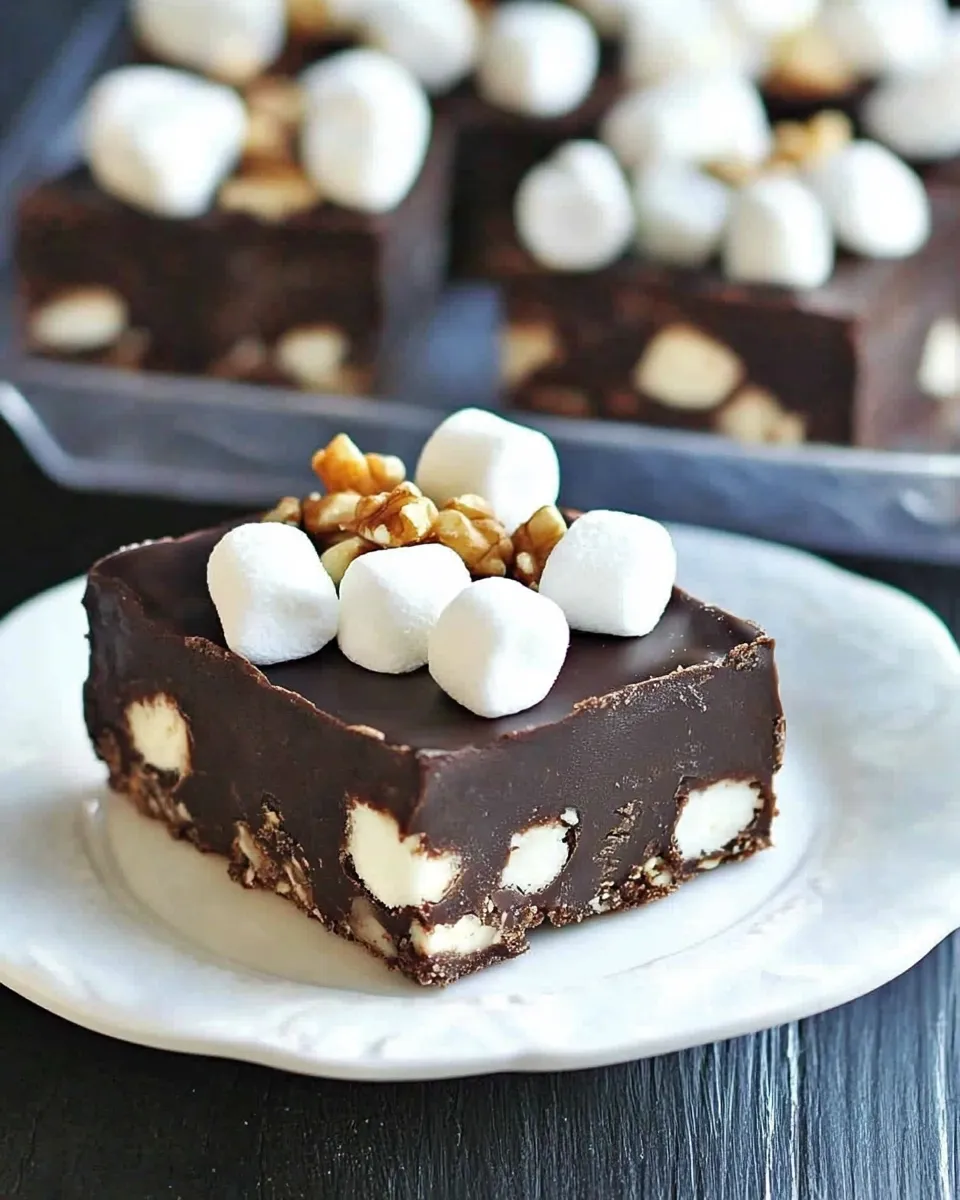 Classic Dark Chocolate Marshmallow Nut Fudge Bars image