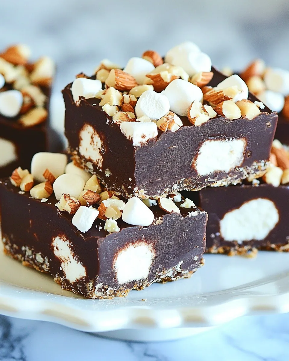 Delicious Dark Chocolate Marshmallow Nut Fudge Bars shot