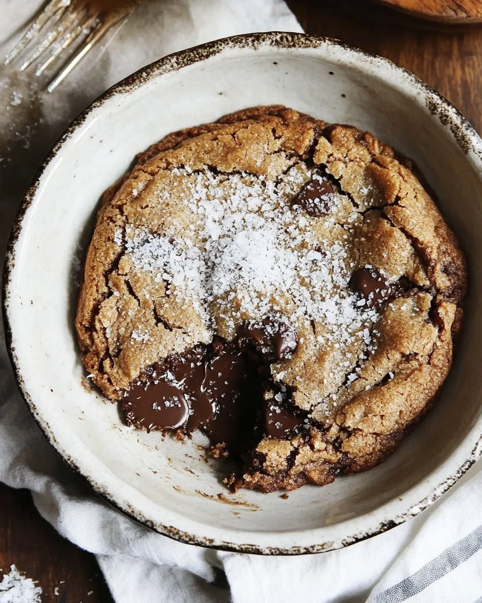 Homemade Deep Dish Paleo Salted Chocolate Chip Cookie photo