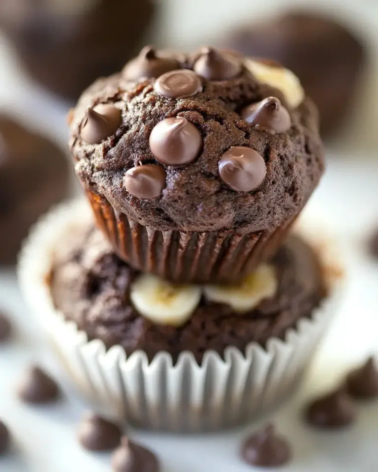 Homemade Double Chocolate Banana Applesauce Muffins photo