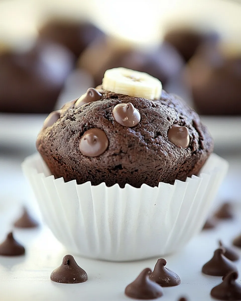 Delicious Double Chocolate Banana Applesauce Muffins recipe image