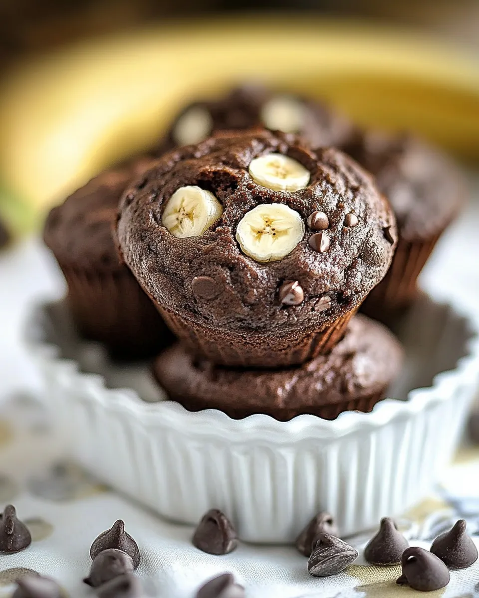 Quick Double Chocolate Banana Applesauce Muffins shot