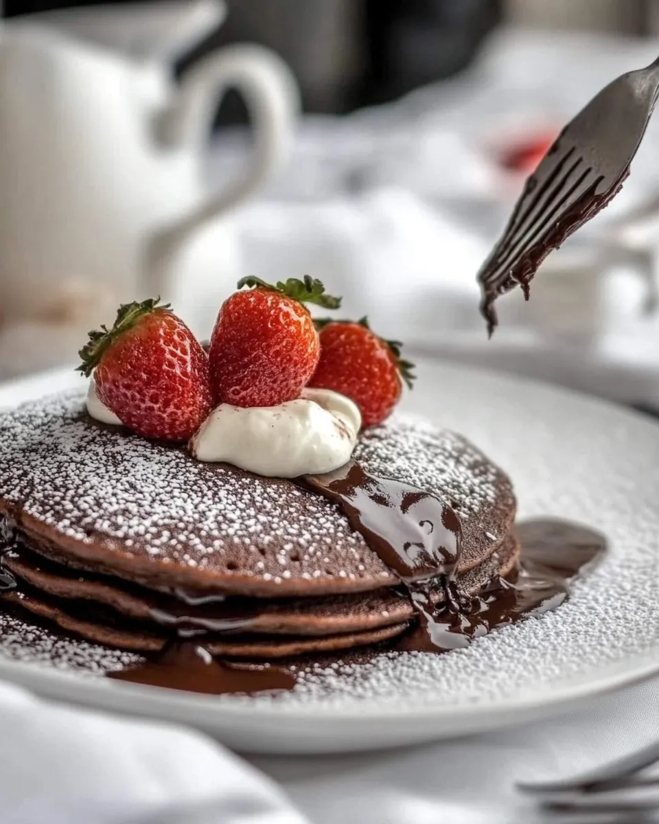 Delicious Double Chocolate Brownie Pancakes image