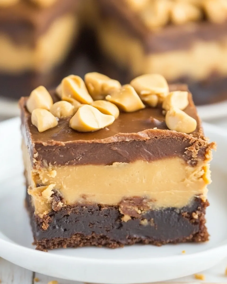 Delicious Double Frosted Peanut Butter Brownies shot