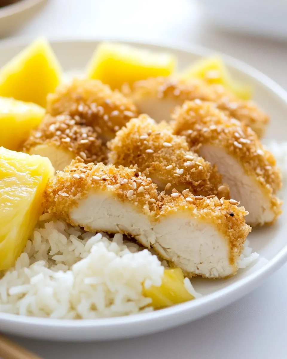 Delicious Easy Baked Chicken Katsu with Pineapple Katsu Sauce image
