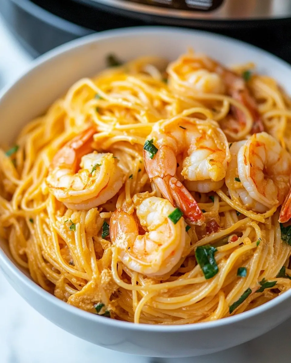 Quick Easy Instant Pot Bang Bang Shrimp Pasta shot