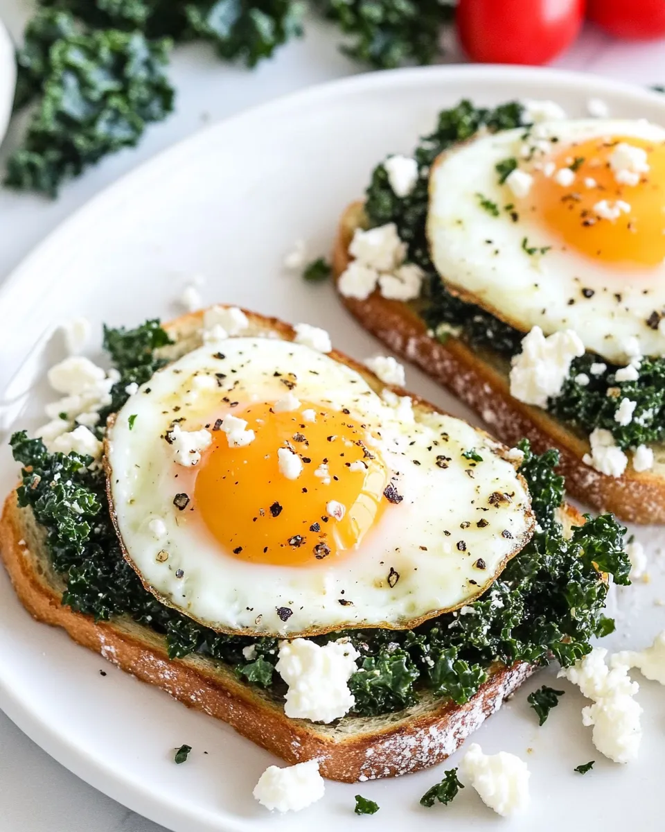 Classic Easy Kale Feta Egg Toast image