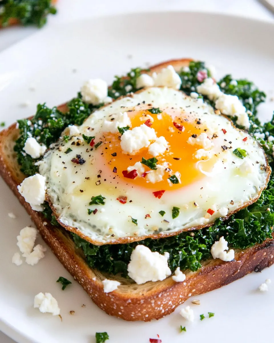 Savory Easy Kale Feta Egg Toast shot