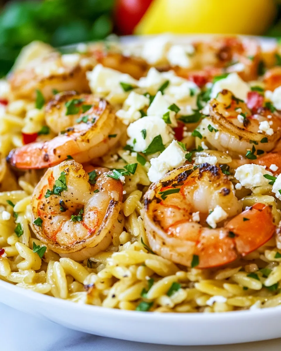Delicious Easy Orzo with Shrimp and Feta shot