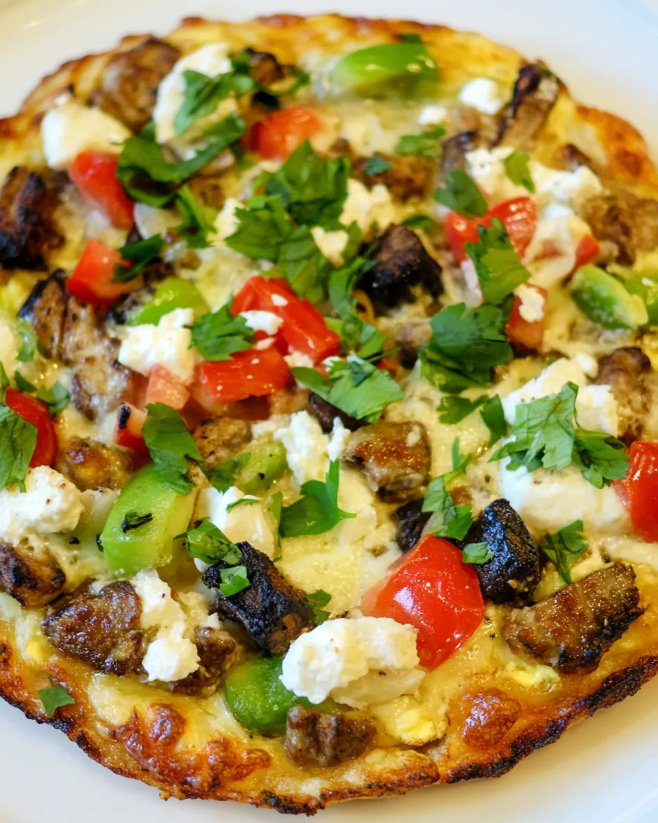 Easy Egg-Crust Vegetarian Breakfast Pizza recipe photo