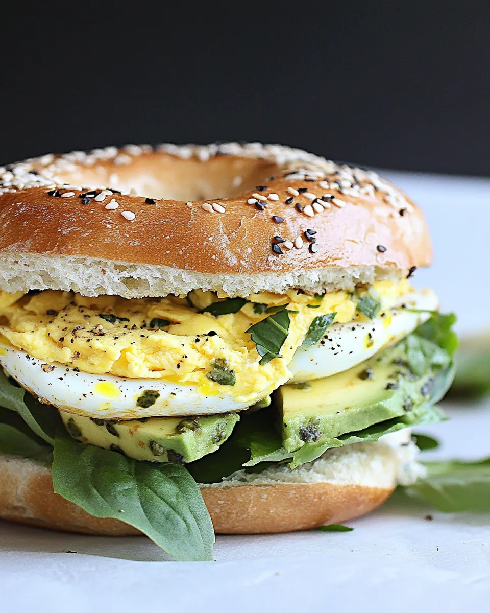 Classic Egg, Avocado, and Pesto Bagel Sandwich image