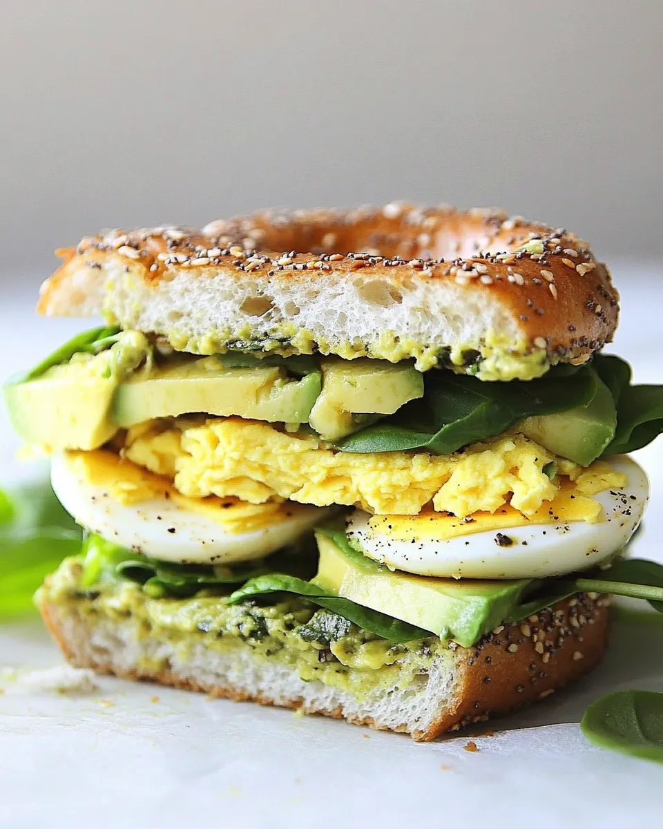 Easy Egg, Avocado, and Pesto Bagel Sandwich recipe photo