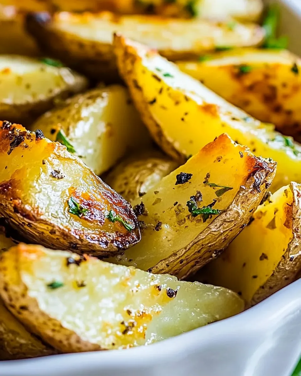 Homemade Extra Crispy Baked Garlic & Herb Potato Wedges recipe image