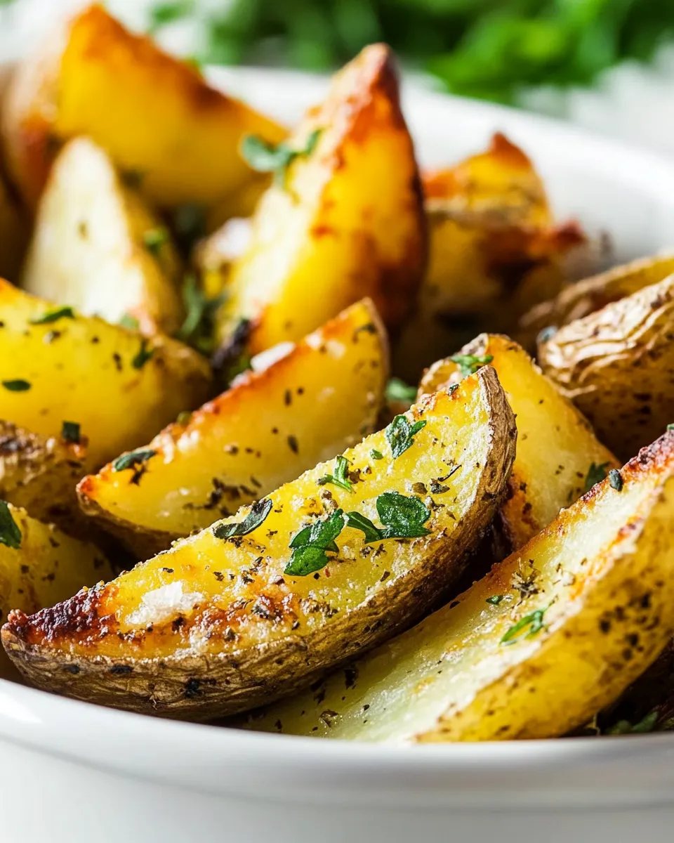Easy Extra Crispy Baked Garlic & Herb Potato Wedges dish photo