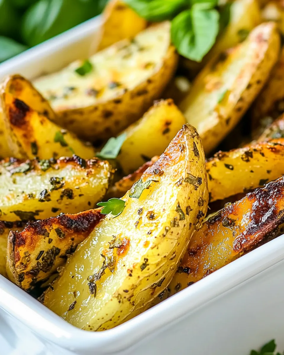 Tasty Extra Crispy Baked Garlic & Herb Potato Wedges plate image