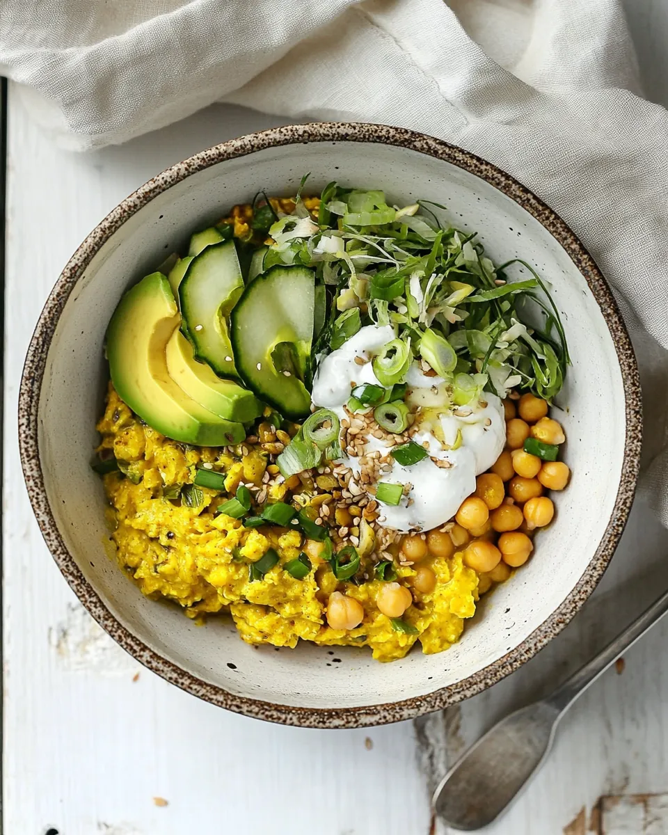 Classic Farro Breakfast Bowl with Turmeric & Scallion Scrambled Chickpeas image