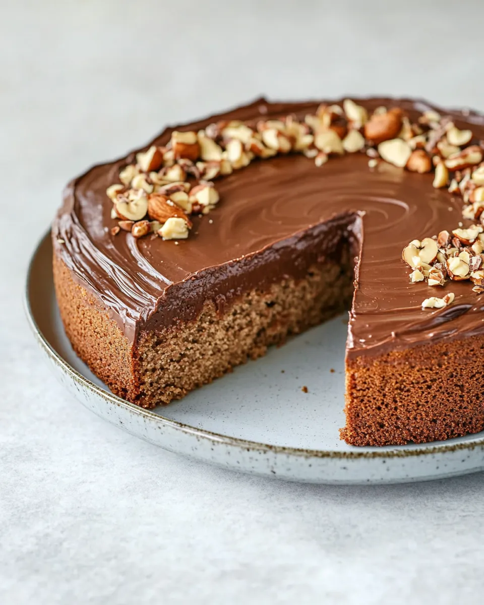 Easy Flourless Hazelnut Cake with Whipped Chocolate & Nutella Ganache shot
