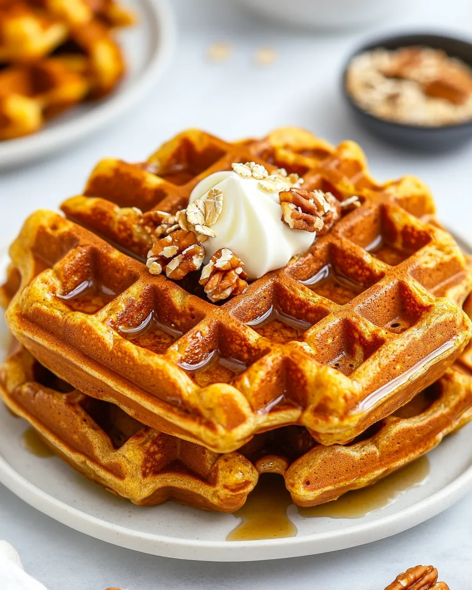 Tasty Flourless Oatmeal Sweet Potato Protein Waffles recipe photo