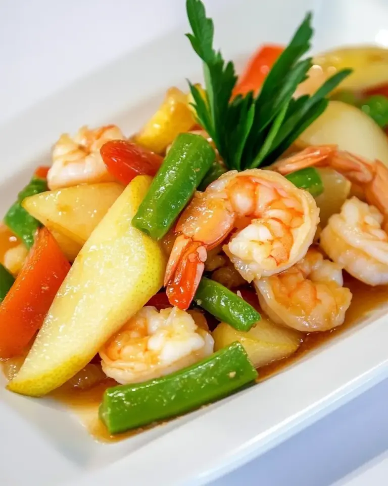 Homemade Fresh Pear and Shrimp Stir Fry Recipe photo
