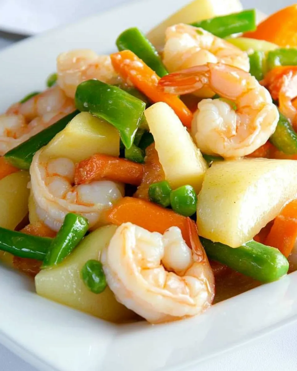 Tasty Fresh Pear and Shrimp Stir Fry Recipe dish photo