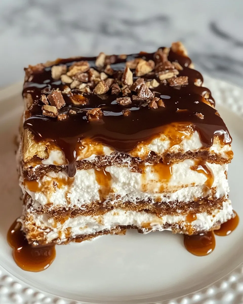 Homemade Frozen Caramel Toffee Ice Cream Sandwich Dessert photo