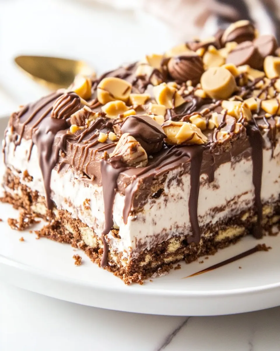 Homemade Fudgy Chocolate Peanut Butter Cup Icebox Cake photo