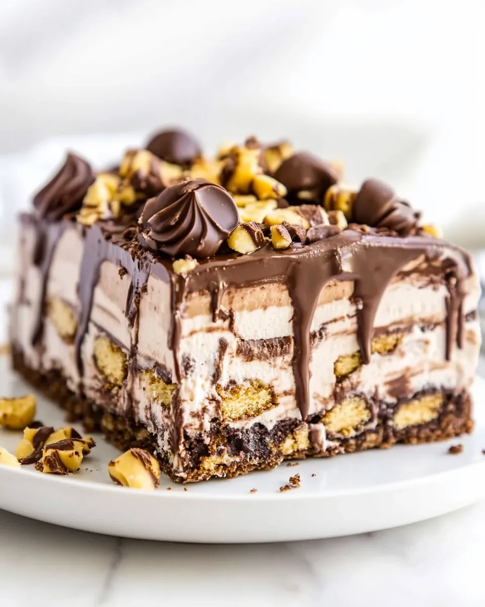 Easy Fudgy Chocolate Peanut Butter Cup Icebox Cake recipe photo